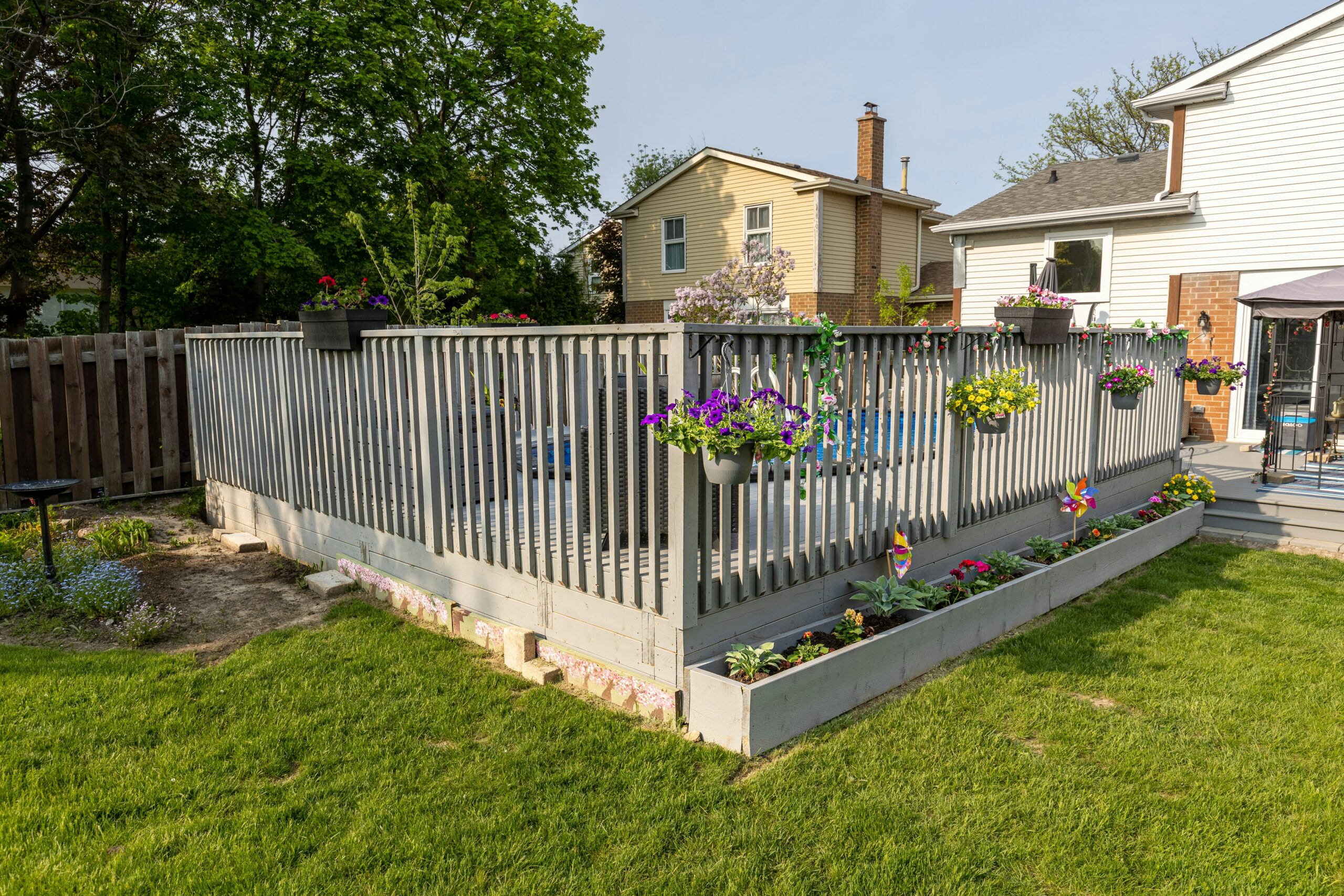 Wooden privacy fence installation
